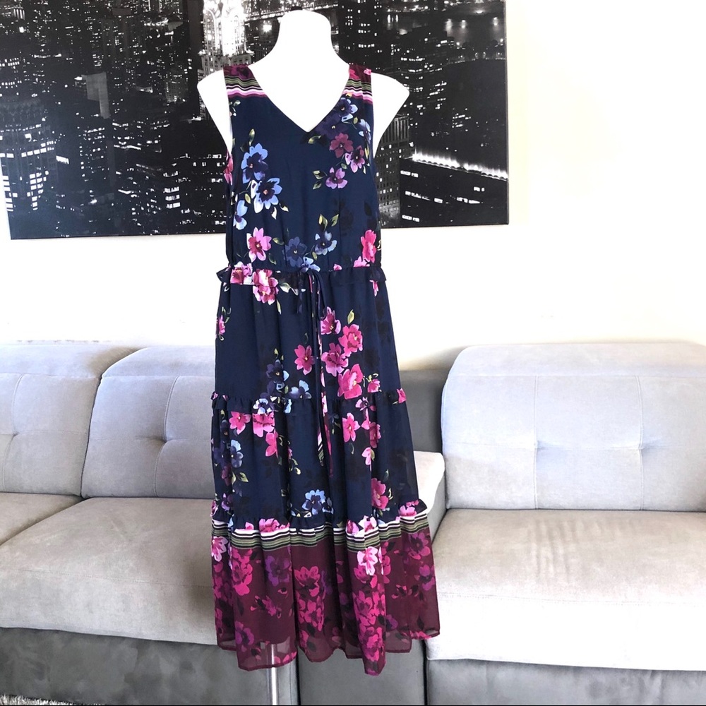 NWT Dressbarn Floral Print Black Dress Size 12